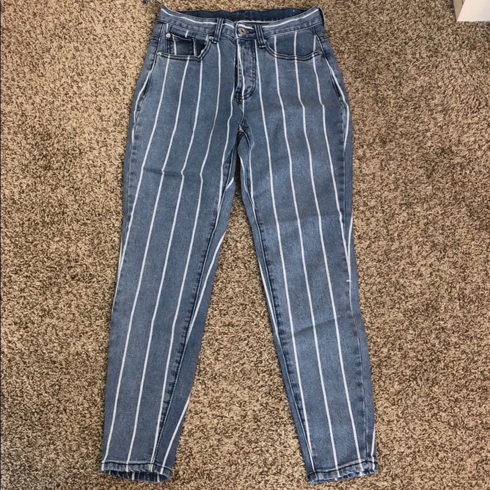 striped jeans
